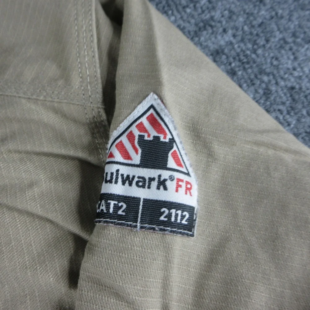 Bulwark FR Shirt Mens 2XL Beige‎ Flame Resistant Long Sleeve Button Up Workwear